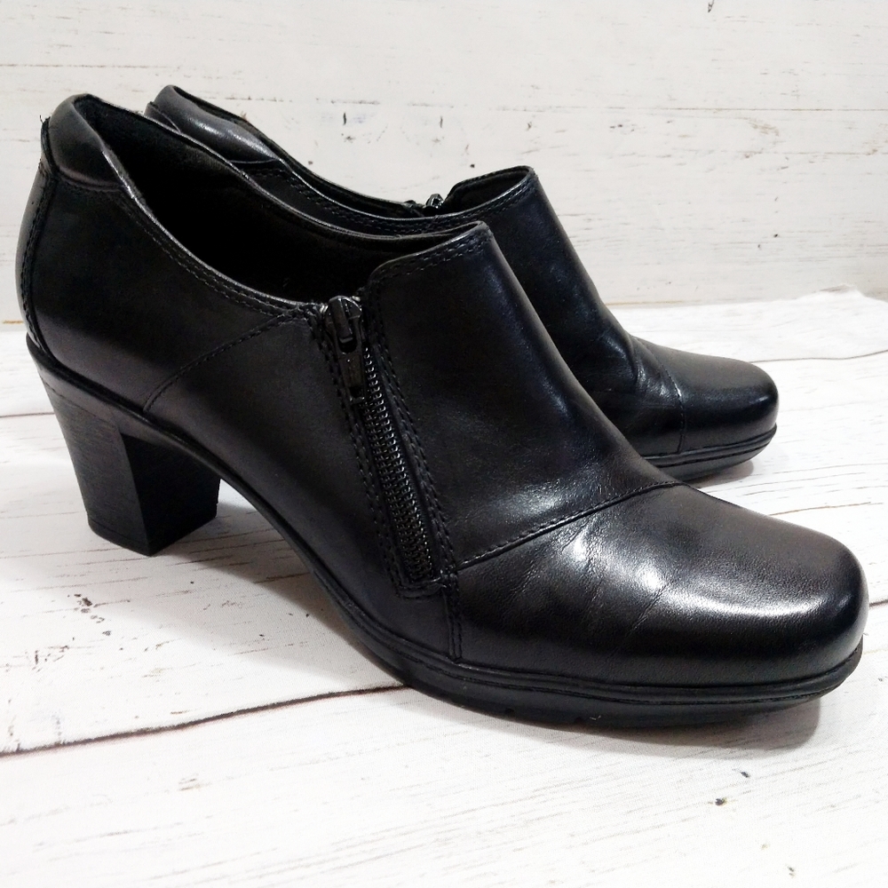 Clarks Bendables Women's Leather Heeled Booties 9M - Picture 2 of 10
